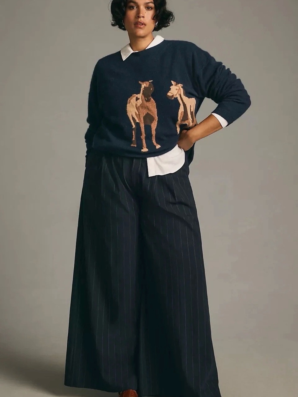 Anthropologie Cashmere
Intarsia Horse Sweater Maeve Western Navy Plus Sz XL NEW - Picture 5 of 12